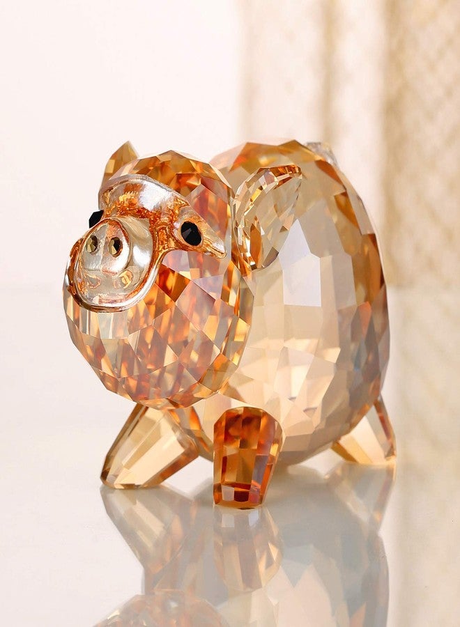 DOJOZ Crystal Pig Zodiac Animal Lovely Cute Piggy Craft Decorations for Home Ornaments Collectible Gifts (Gold) - Image 3